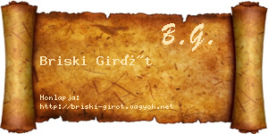 Briski Girót névjegykártya